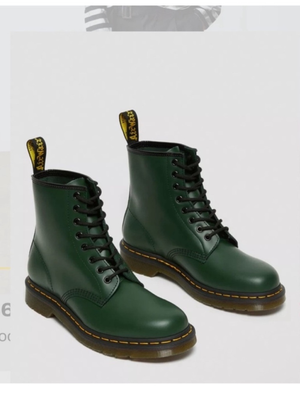 Dr. Martens Leather Lace-up Boot - Green with Yellow Stitching - Picture 3 of 14